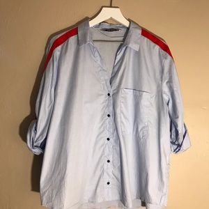 Zara Sport Boxy Button Up Blouse